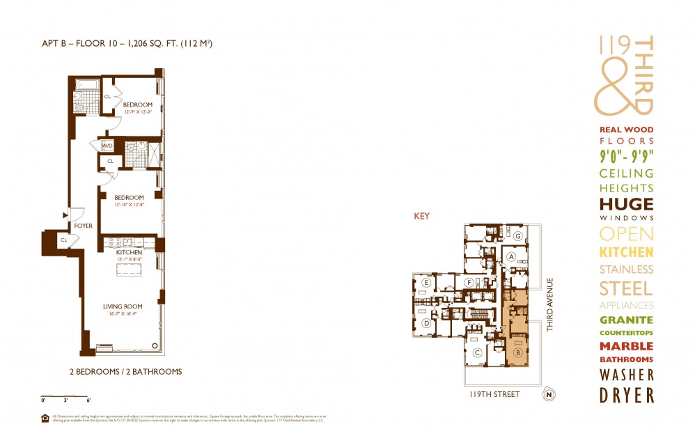 B Line 10 - 2 bedroom floorplan layout with 2 baths and 1206 square feet. B Line 10 - 2 bedroom floorplan layout with 2 baths and 1206 square feet.