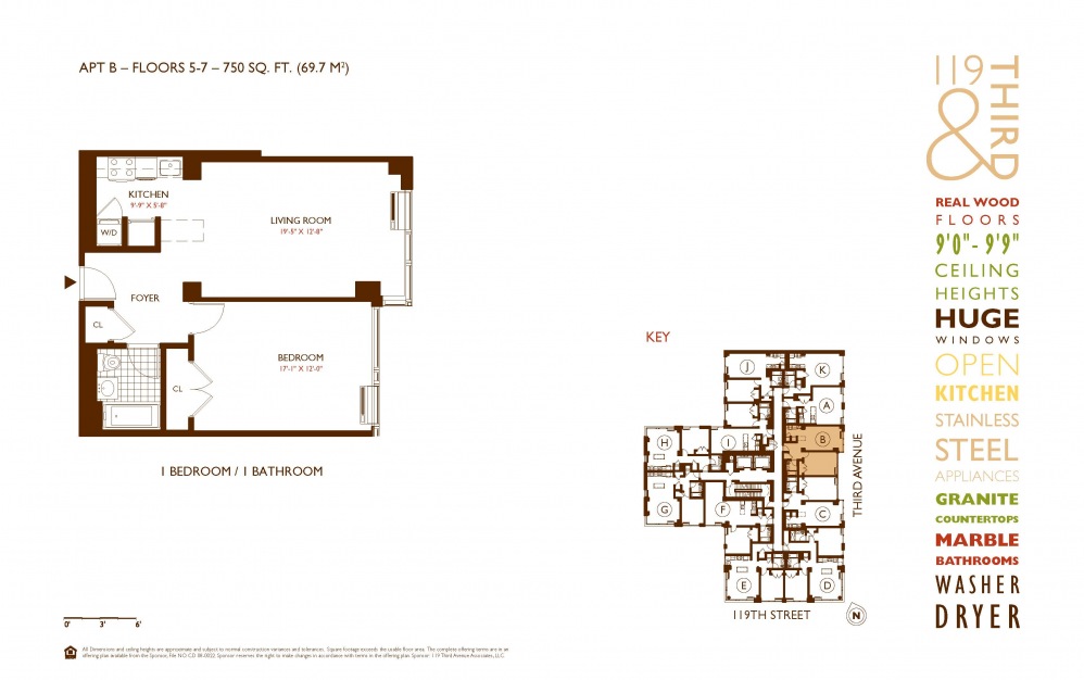 B Line 5-7 - 1 bedroom floorplan layout with 1 bath and 750 square feet. B Line 5-7 - 1 bedroom floorplan layout with 1 bath and 750 square feet.