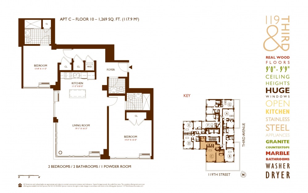 C Line 10 - 2 bedroom floorplan layout with 2 baths and 1269 square feet. C Line 10 - 2 bedroom floorplan layout with 2 baths and 1269 square feet.