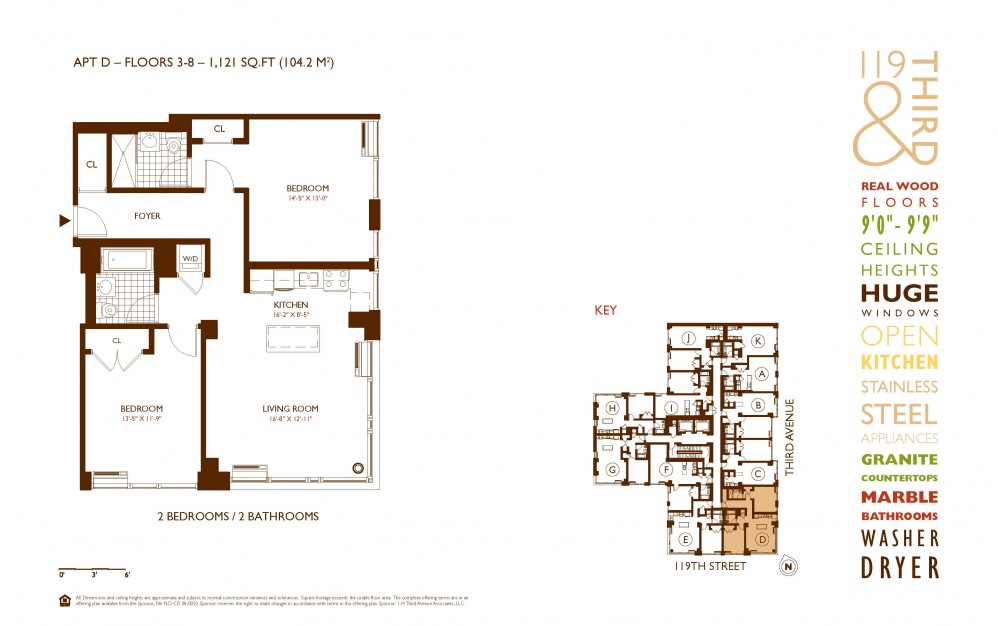 D Line 3-8 - 2 bedroom floorplan layout with 2 baths and 1121 square feet. D Line 3-8 - 2 bedroom floorplan layout with 2 baths and 1121 square feet.