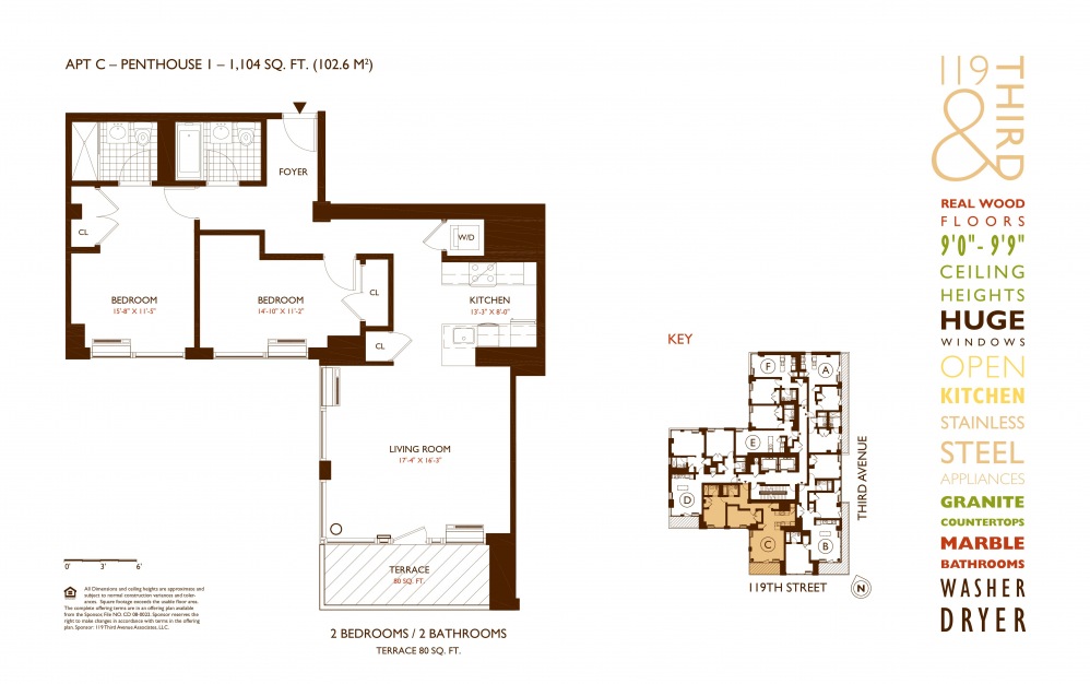 PH1C (FLOOR 12) - 2 bedroom floorplan layout with 2 baths and 1104 square feet. PH1C (FLOOR 12) - 2 bedroom floorplan layout with 2 baths and 1104 square feet.